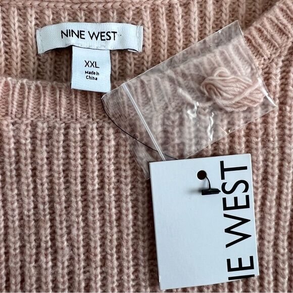 New Nine West Shine Crewneck Sweater Peach Gold Metallic XXL Cozy Warm - Picture 8 of 10